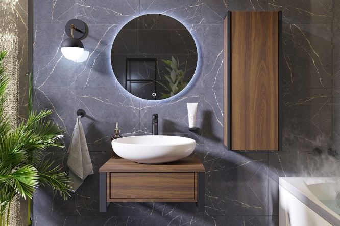 подвесная раковина в ванной лофт